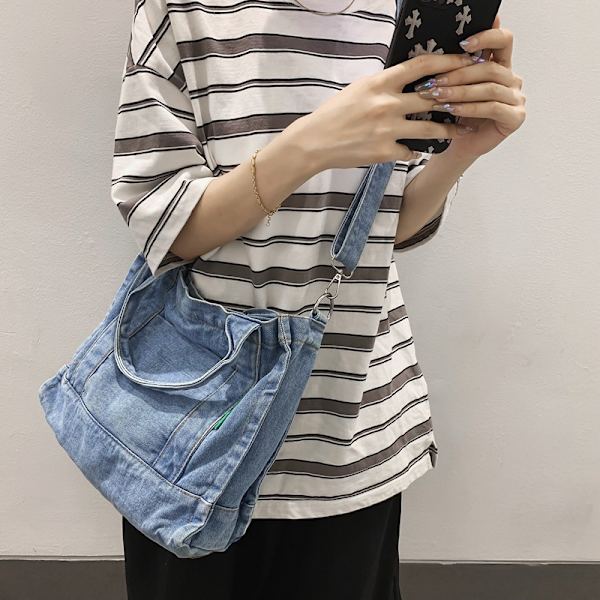 Kvinnor Denim Handväska Axelväska Dam Crossbody Väska Tote Messenger Satchel Handväska