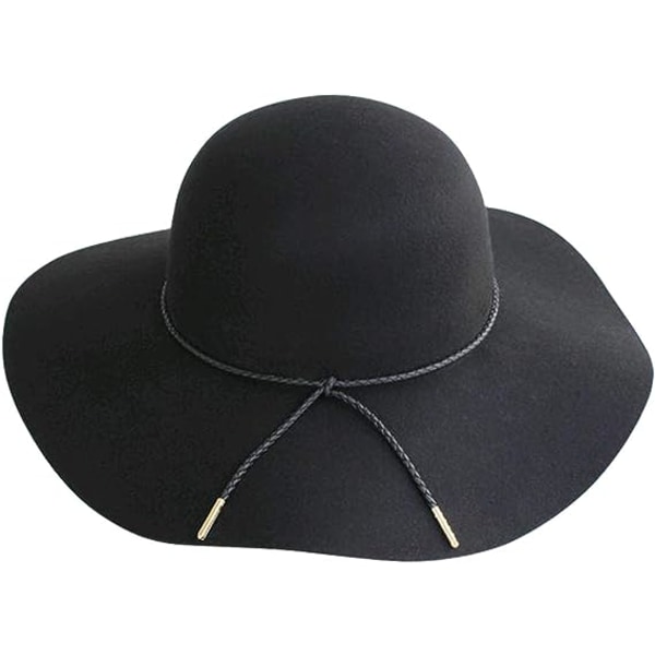 Dame Dame Retro Bred Brem Stor Floppy Panama Hat Belte Ull Fedo