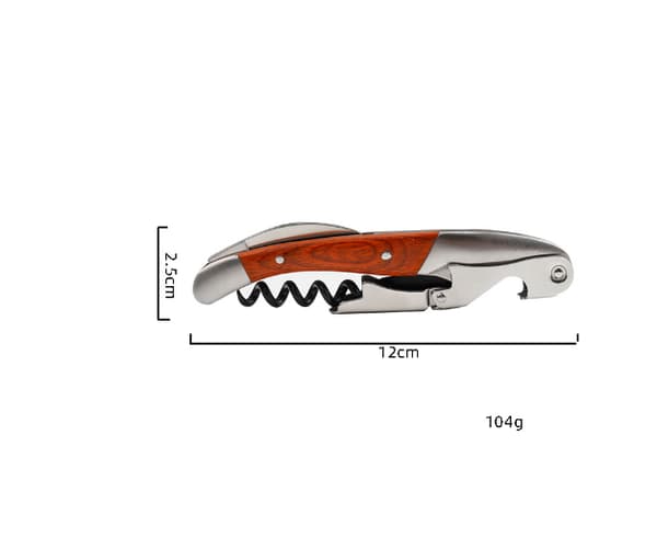 Corkscrew Vinåbner i Træ Dobbelt Hængslet med Folieskærer,