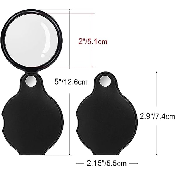 8-pack 10x Mini Förstoringsglas Fällbart Fickförstoringsglas