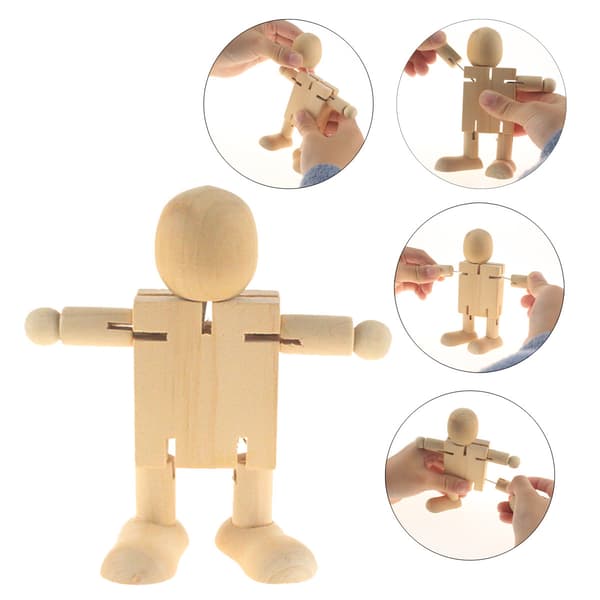 Uferdig tre-robotfigur for håndverk