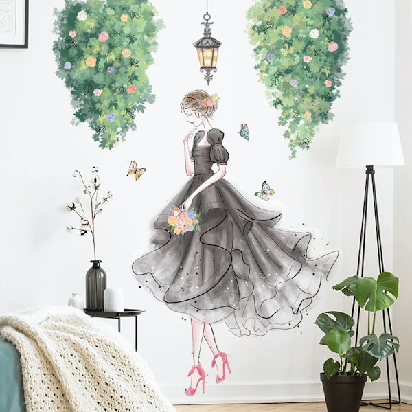 Et sæt Flower Girl Butterflies Wall Decals Wall Stickers Wall Decor