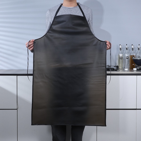 Unisex justerbart förkläde i PVC-läder med fickor för s