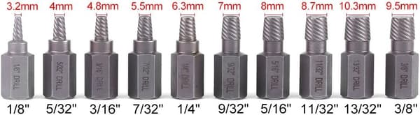 10 stk. 3,2-10,3 mm Multi-Spline Hex Hoved Skrueudtrækker til Remo