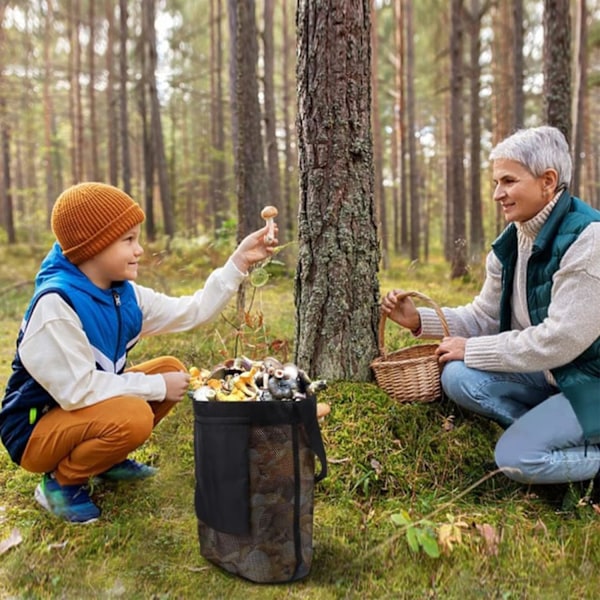 Sienestyskassi, Verkkokeräilykassi, Kokoontaittuva Keräilykassi, Kokoontaittuva Sadonkorjuukassi Hedelmien Poimimiseen (Musta)