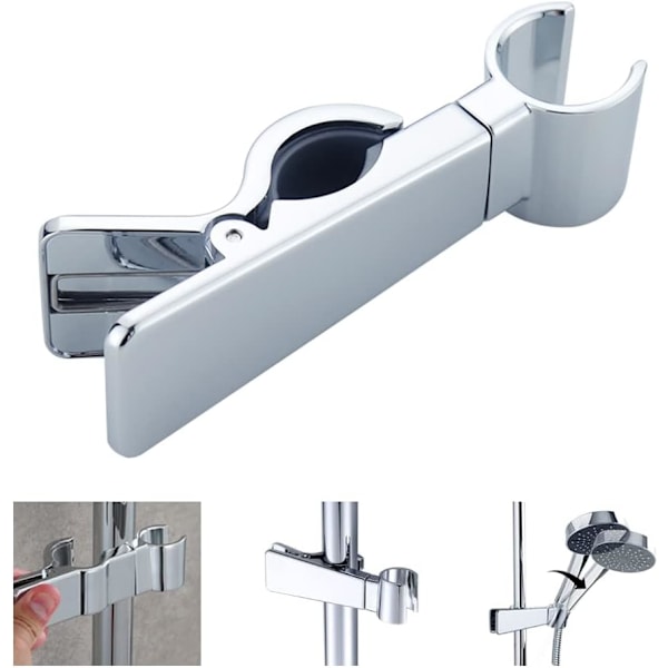 Udskiftelig håndholdt bruseholder, brusehovedholder, 18-25MM diameter justerbar, krom ABS (sølv)