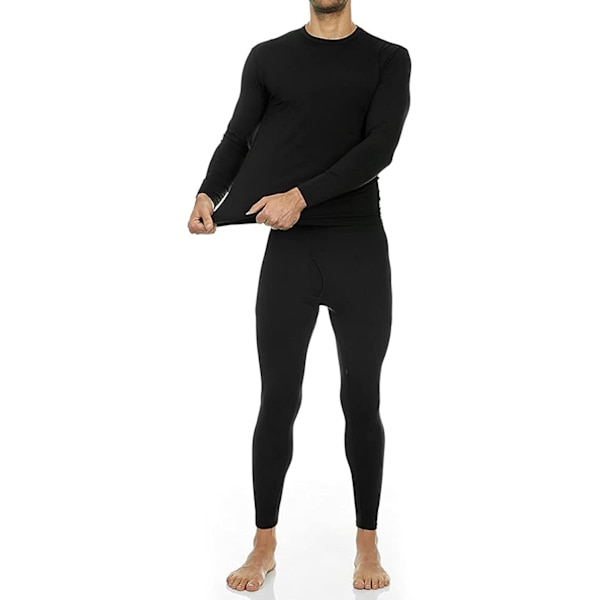 Herr långa byxor termisk underkläder ullfoder kostym svartM,L,XL,