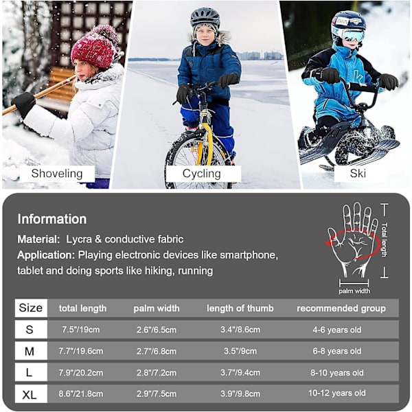 Barnevintersport Sykkelhansker, Varm Fleecefôr Touch