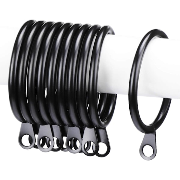 60 stk gardinringer, gardinringer i metall for gardiner og stenger, 38 mm indre diameter (svart)