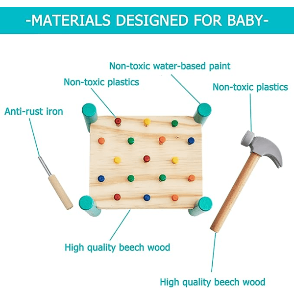 Puinen vasarointi- ja hakkaamislelu - Esikouluikäisten opetuslelu taaperoille - Montessori-lelut taaperoille hienomotoriikan oppimiseen 3-6-vuotiaille