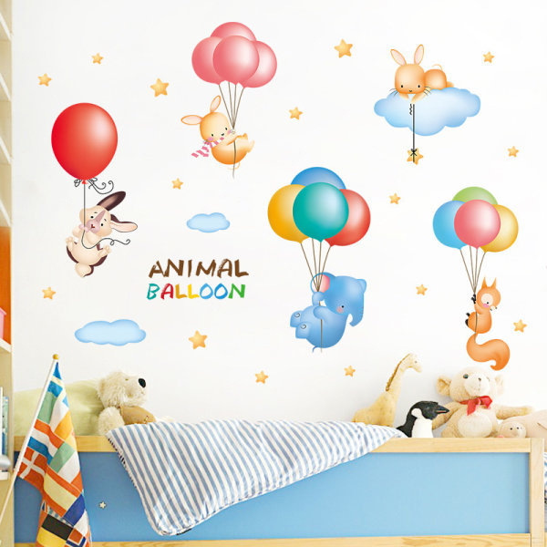 En set ballongväggklistermärken med djurväggklistermärken för barn