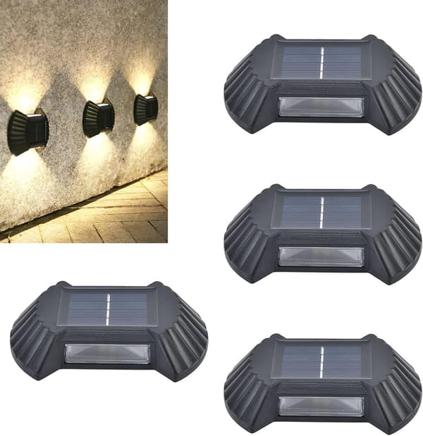 4 sett LED solcelle vegglampe lys vanntett multifunksjonell 8LED
