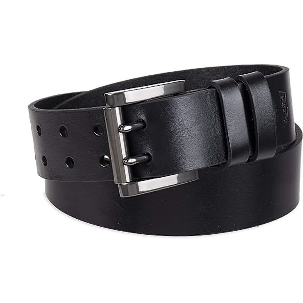 Herr Dubbelspänne Casual Bälte ren kohud bälte herr äkta läder handgjord bälte svart 45.27inch