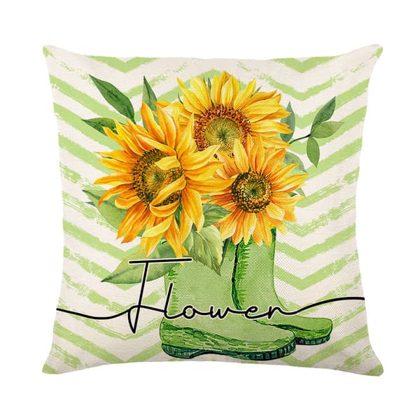 Set med 4 stycken kuddfodral 45 x 45 cm Solrosmönster Pillo