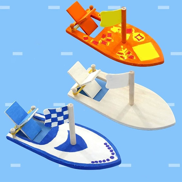 Diy Wooden Sailing Boat, 8 Pcs Wooden Boat Toy Set Painting Diy,