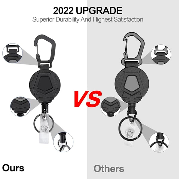 2-pack Retractable Key Chains, Heavy Duty Carabiner Badge Holder,