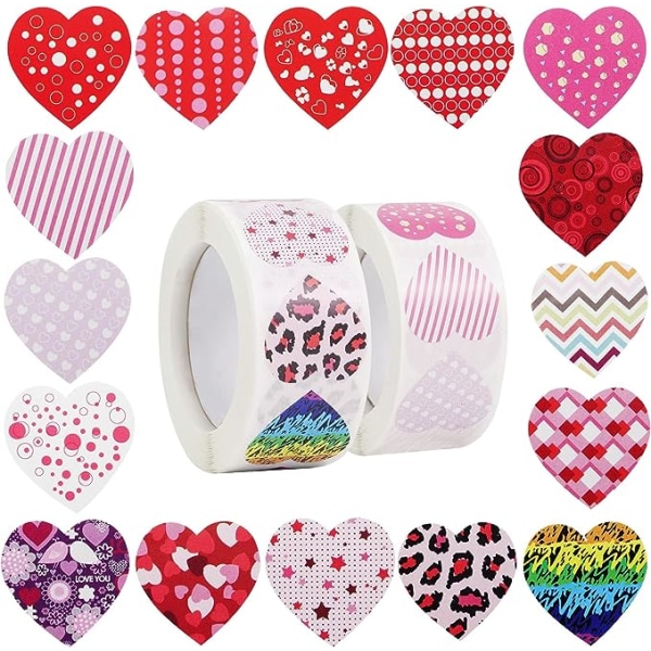 1000 styks farverige kærlighedshjerte motiverende klistermærker til børn (1 tomme / 2 rulle)