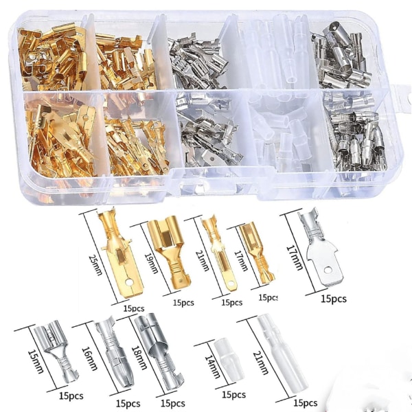 150-osainen automaattinen sähköliittimien sarja, 6,3 mm 4,8 mm