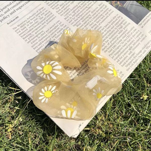 Hår Scrunchie Elastisk Elastisk Gummiband Hårband Organza Daisy