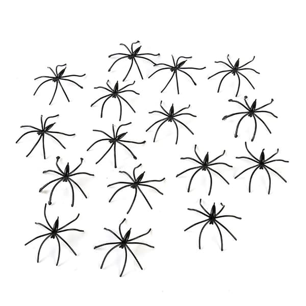 100 stk. Halloween-edderkopper i plast med tynde ben