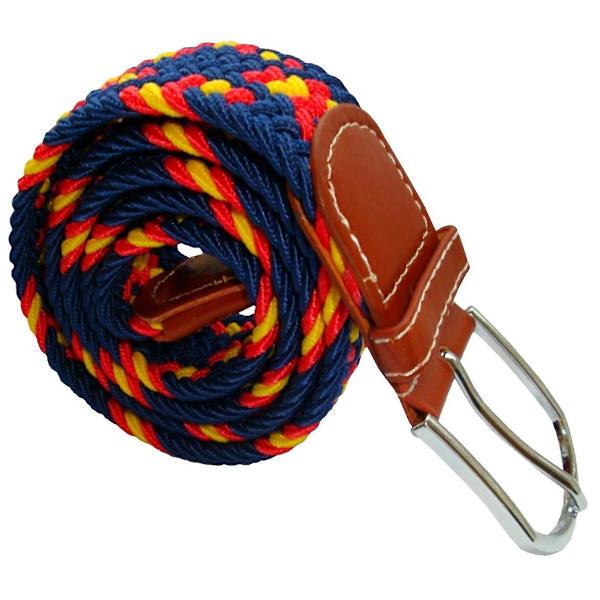Cross Stripe Woven Elastisk Bælte - Navy/Rød/Gul
