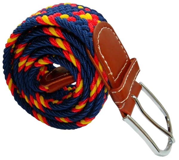 Tvärrandig vävd elastisk bälte - Marinblå/Röd/Gul