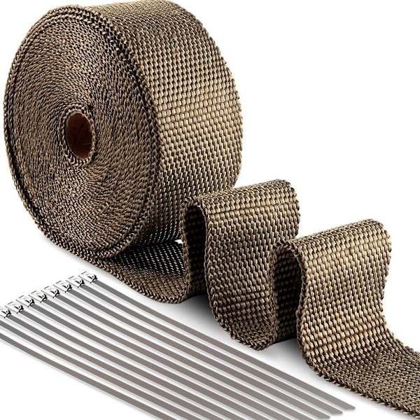 50MM Titanium Magma Keramisk Varmeisoleringstape 10M + 10 stk. 30CM Rustfrit Stål Bånd til Manifoldrør