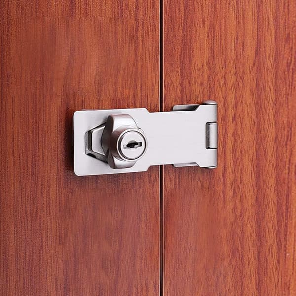 (2-pack) Metallås med hasp 80 mm dödbult spärrspänne med hänglås och K