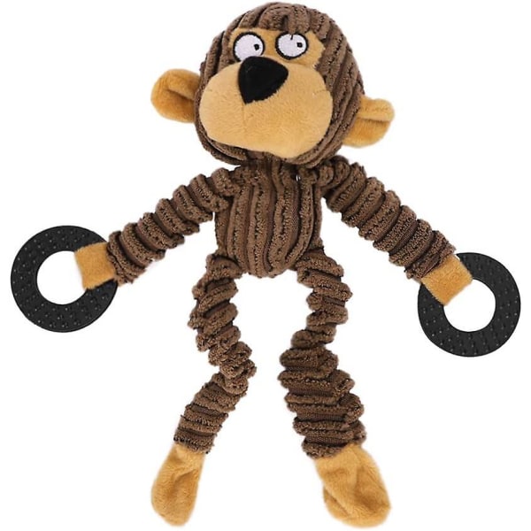 Squeaky Dog Toy Plysj Monkey Chew Toy Puppy No Stuffing Interacti