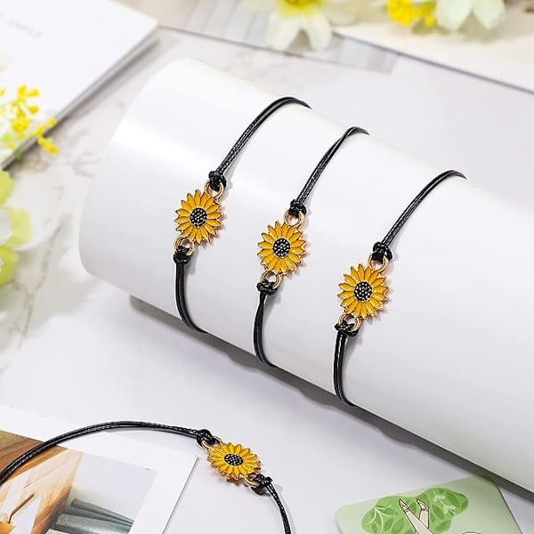 20 stk. Håndlavede solsikkearmbånd Justerbare venskab armbånd