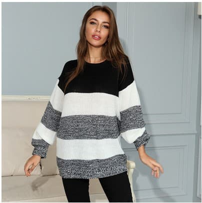 Womens Letvægts Pullover Casual Drop Shoulder Farveblok Strikket