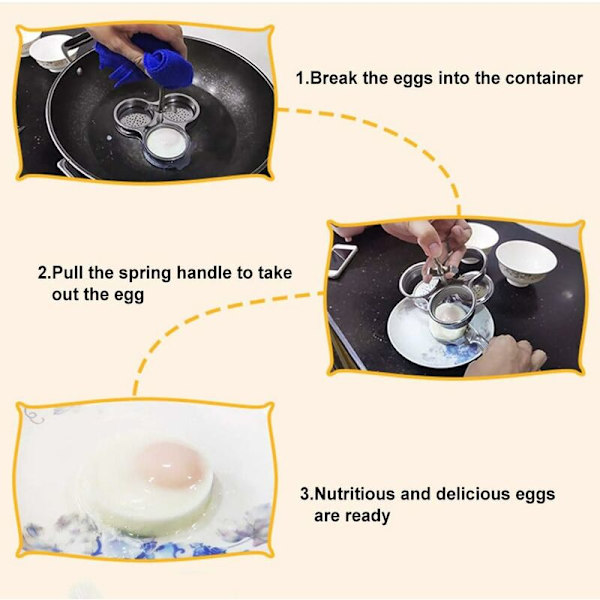 Eggkoker, eggkoker, eggstencil med TRE gitter, eggkoker