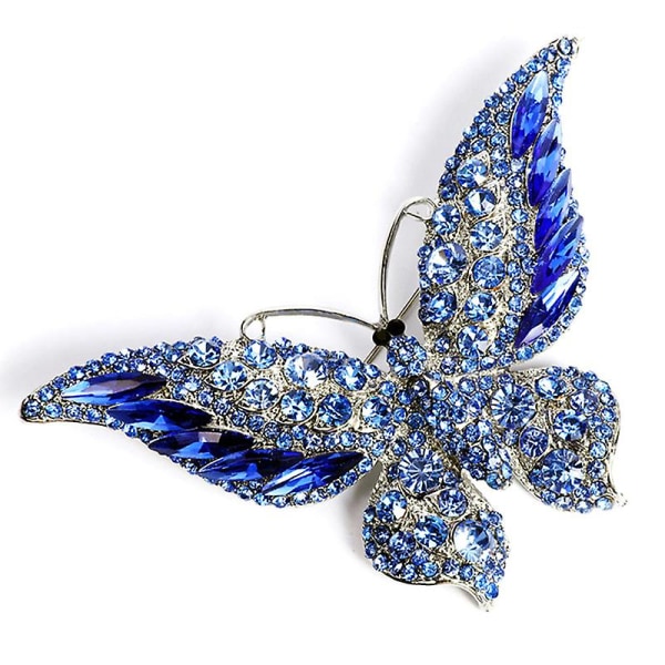 Rhinestone Butterfly Brosch - Dam- och flickblå glittrande nålar