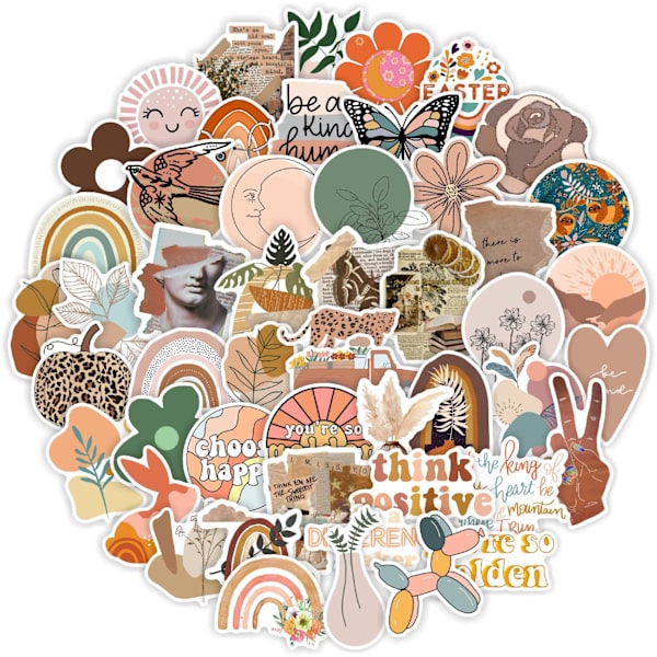 50 st Boho Estetiska Stickers Minimalistisk Abstrakt Linjekonst Dekor för Vattenflaska