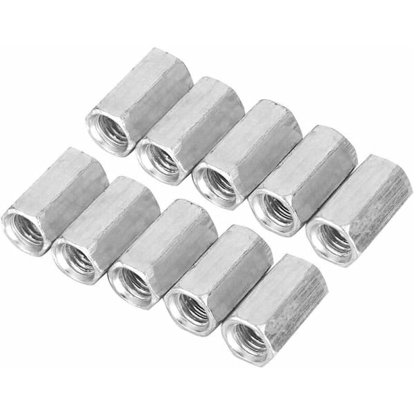 10 stk. M8 lange møtrikker, M8 20mm sekskant afstandsholder rustfrit stål gevindskårne sokkel gevindfastgørelser (M8 x 20)
