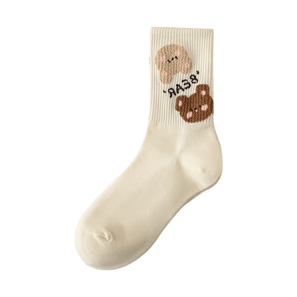 Par Soks til Kvinder - Sjove, Nyhed, Bomuld, Søde Dyremotiver, Crew Socks