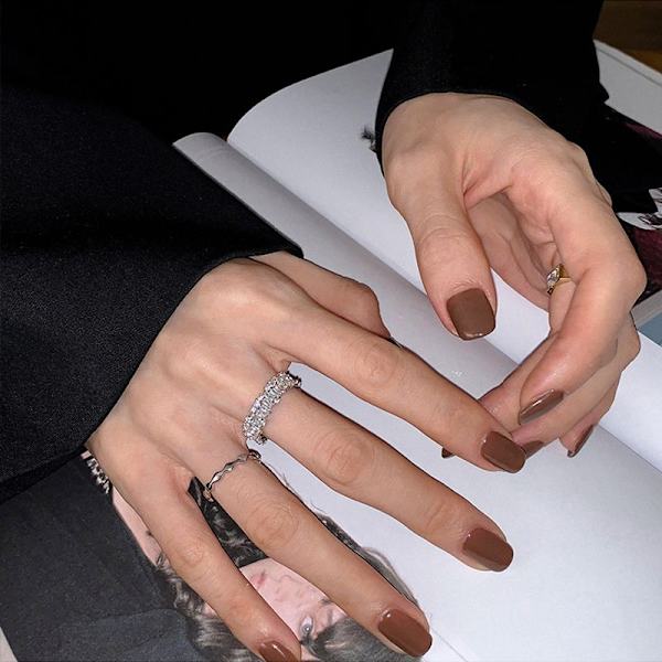 2 stk. Justerbar Åben Ring til Kvinder Zirconia Ringe til Kvinder Piger