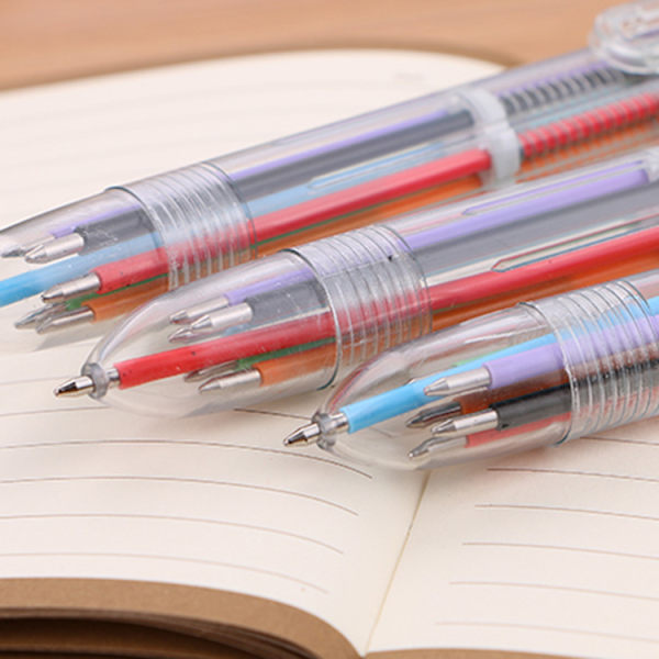Multifarvet Pen Set - Klikbar Kuglepen med 6 Farver - Regnbue