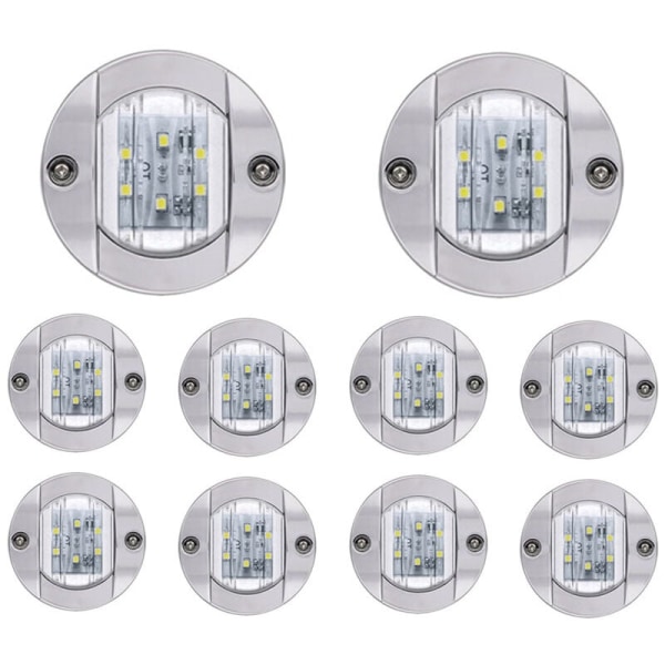 10 stk. Marine Navigationslys 4 LED Baklys 12V Vanntett Sikkerhetslys - Hvit