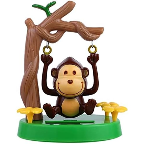 Solcelledrevet dansende dyrefigur Bobblehead Swing Monkey Swinging Ani