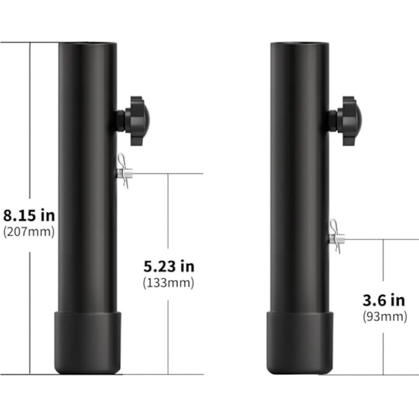 Pakke med bordbenforlængere til klapborde til bøjede og lige ben, justerbare klapbordbensforhøjere, til højde på (19,8 cm)