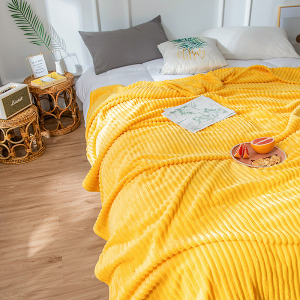 Plädfilt Sängöverkast Soffa Sovrum Soffa Kan Användas Under 4 Säsonger 1 Stycke Mjuk Päls Fleece Mjuk och Varm Baby Slöja 180x200cm Gul