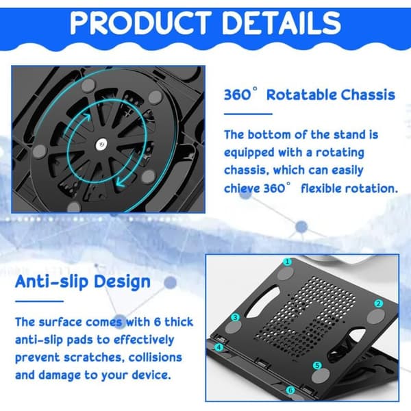 Datorställ, Bärbar Laptopställ, Justerbart Ergonomiskt Datorställ, Roterbart Laptopställ