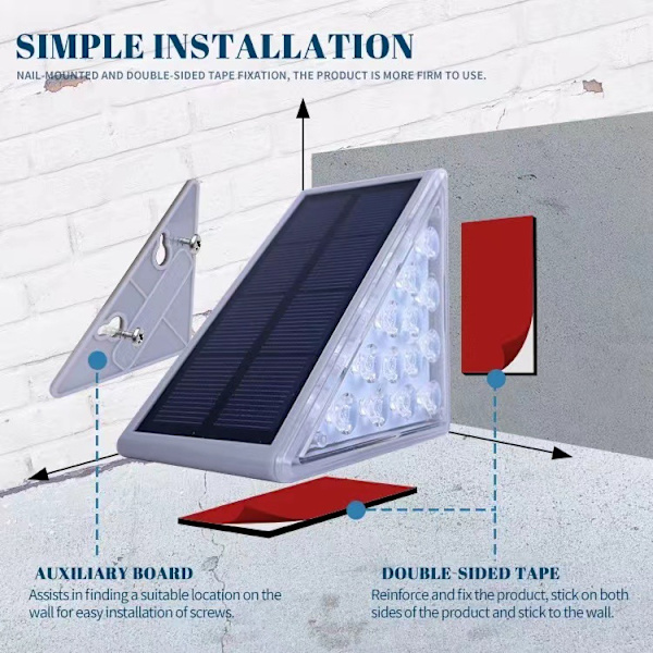 Lightess Solcells Trappstegsbelysning Utomhus LED Däck Stegljus Rostfritt