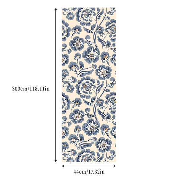 1 Rulle Damask Blå Blommig Enkel Varm Sovrum Vardagsrum Skåp Renovering Bakgrundsbild PVC Vattentät Och Fuktsäker (Blå, 17\" x 118\"/44*300cm)