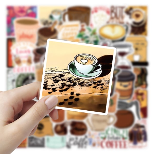 50 stycken kaffeklistermärken, vinylkaffevattenflaska klistermärke för kaffe gif