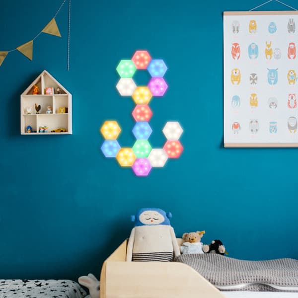 Hexagonal LED væglampe Modulær cellulær fjernbetjeningspanel Li