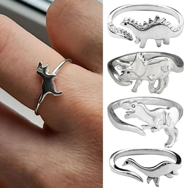 Dinosaurring Antik Sølv Giraf