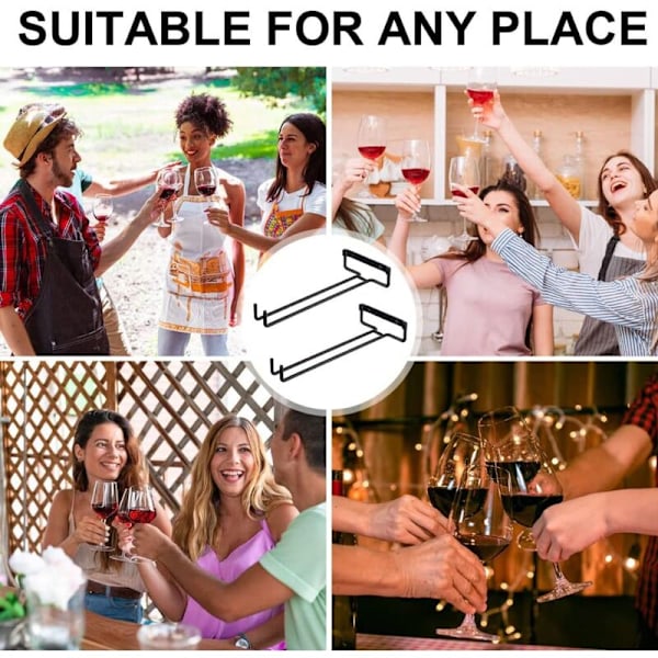 Vinglasholder, 2 stk. Stilkglasstativ med skruer, hængende holdbar metal vinglasholder holder 4 glas til køkken, bar, restaurant