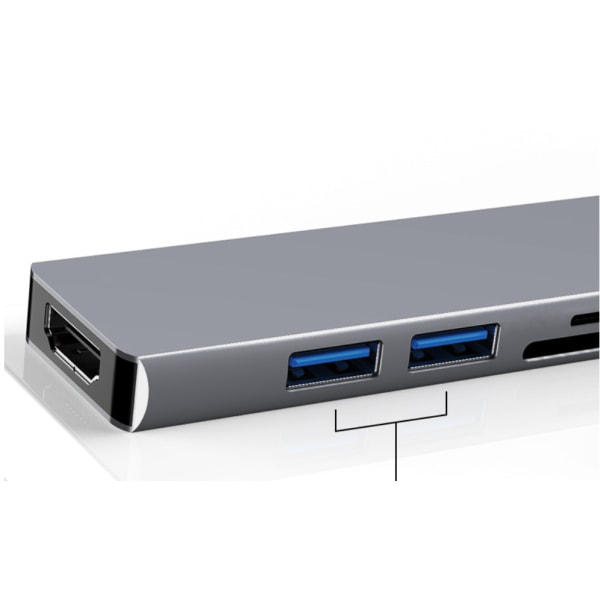 USB-C hub, 5 i 1 dockingstation til Windows-bærbare computere, Macs og andre Type-C-enheder, 28*111*9,4mm